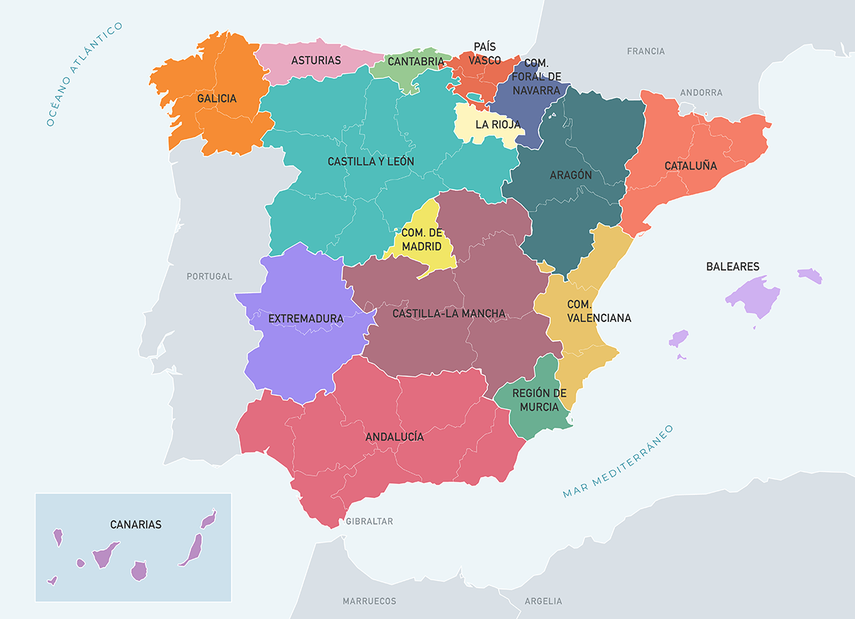 Mapa de España por comunidades autónomas
